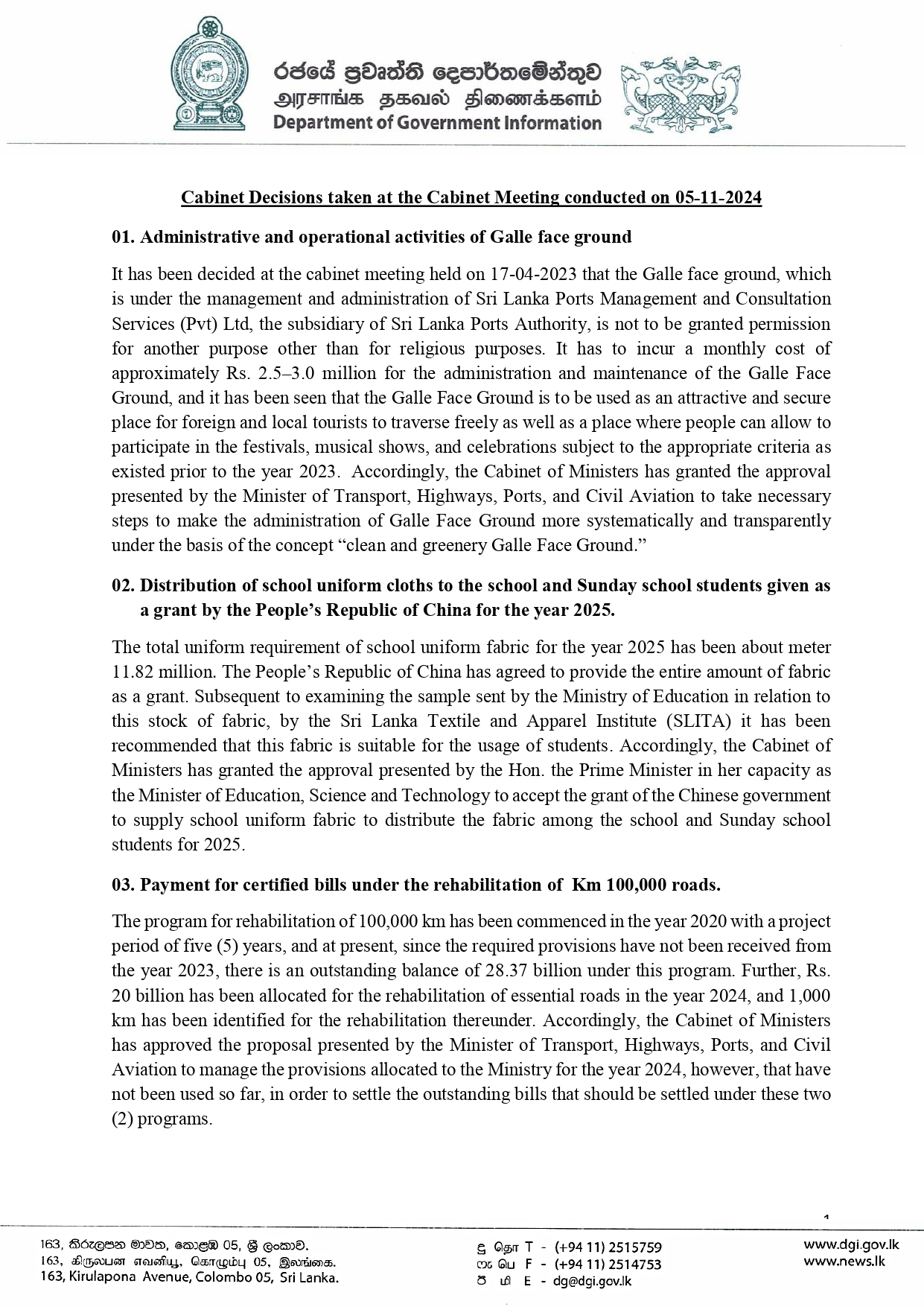 Cabinet Decisions on 05.11.2024 E page 0001