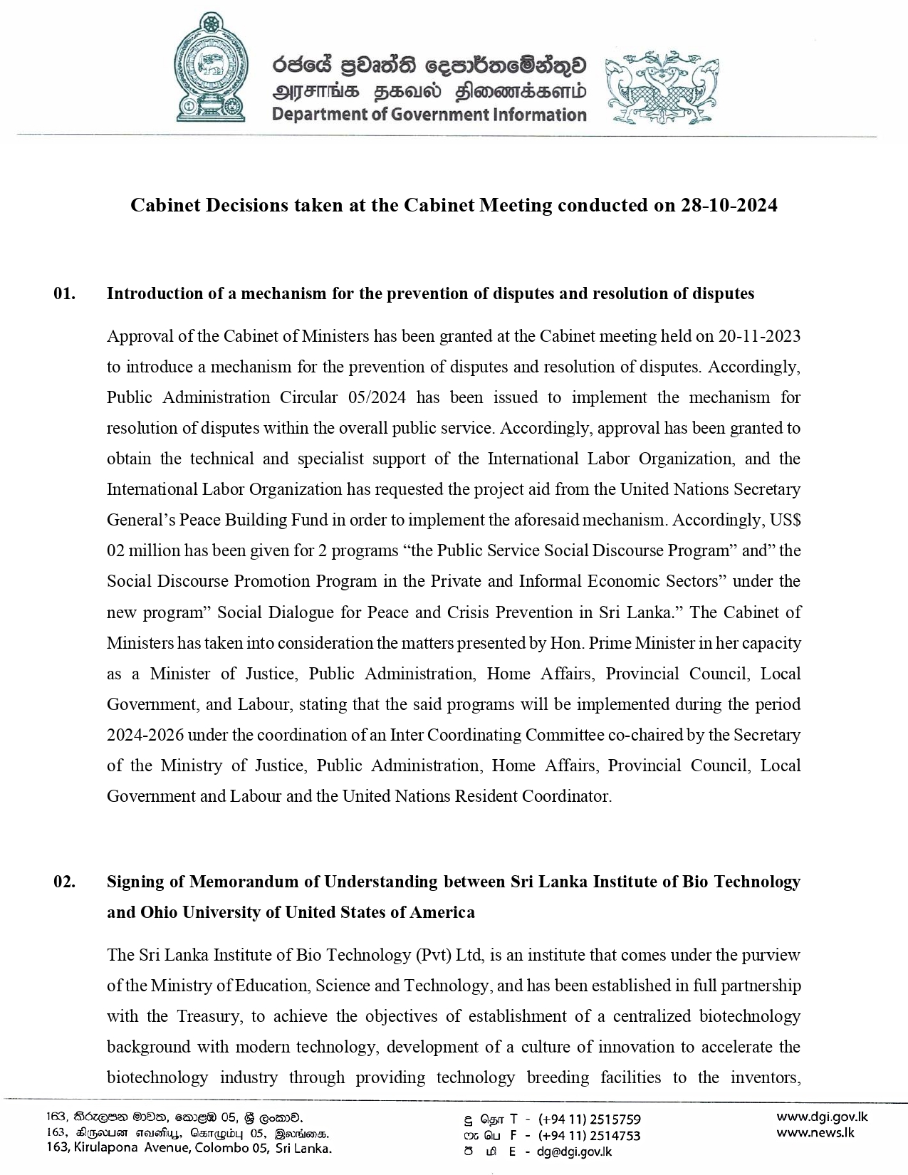 Cabinet Decision on 28.10.2024 English page 0001