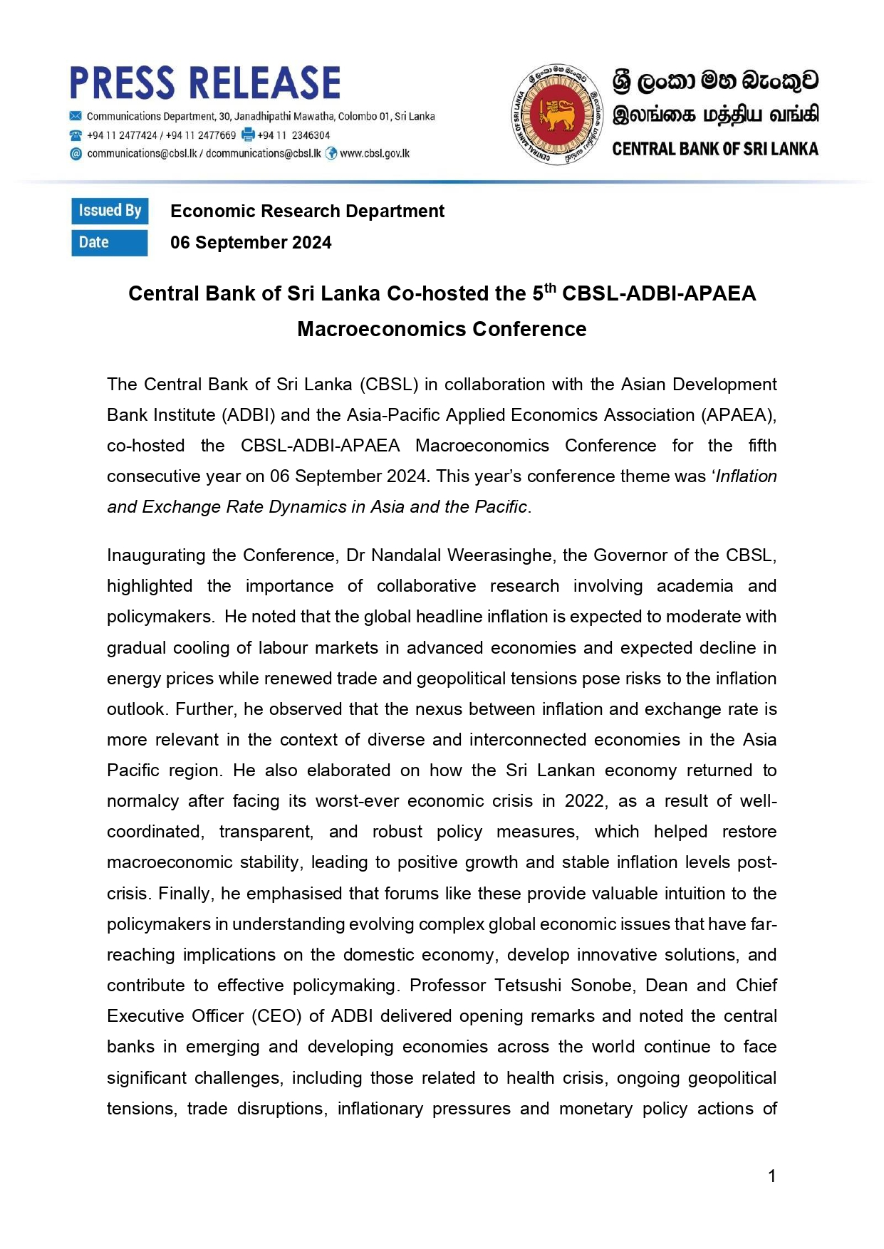 CBSL ADBI APAEA Macroeconomics Conference 2024 E page 0001