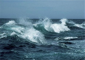 Rough sea areas around the island