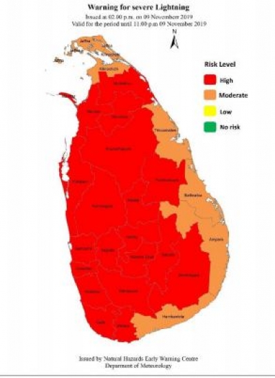 RED Warning for Severe Lightning