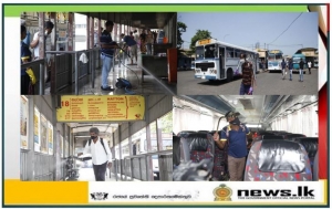 Busses at the Colombo Private Bus Stand disinfected