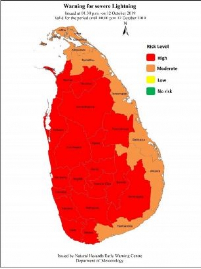 Warning for Severe Lightning and Heavy Rain