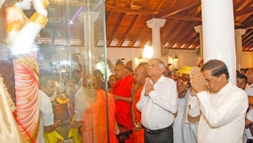 President unveils statue of Goddess Paththini at Nawagamuwa Devalaya