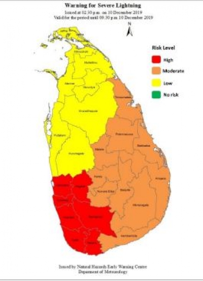 Warning for Severe Lightning and Rain