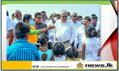 President, on an observation tour of Mannar