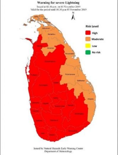 RED Warning for Severe Lightning