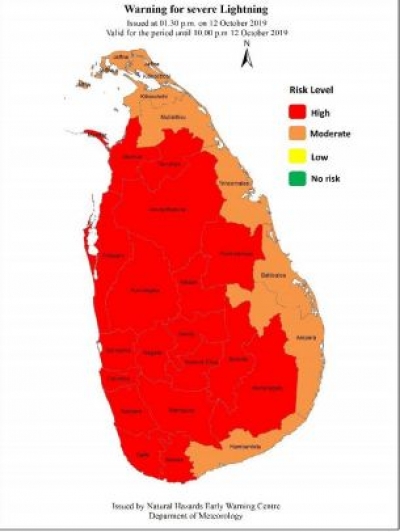 Warning for Severe Lightning and Heavy Rain