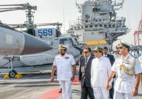 Sri Lankan President visits INS Vikramaditya