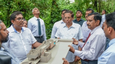 President observes the construction works of  Amaradewa Asapuwa.